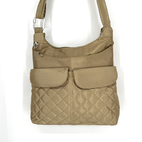 Travelon Tan Quilted Crossbody Bag - Picture 1 of 8